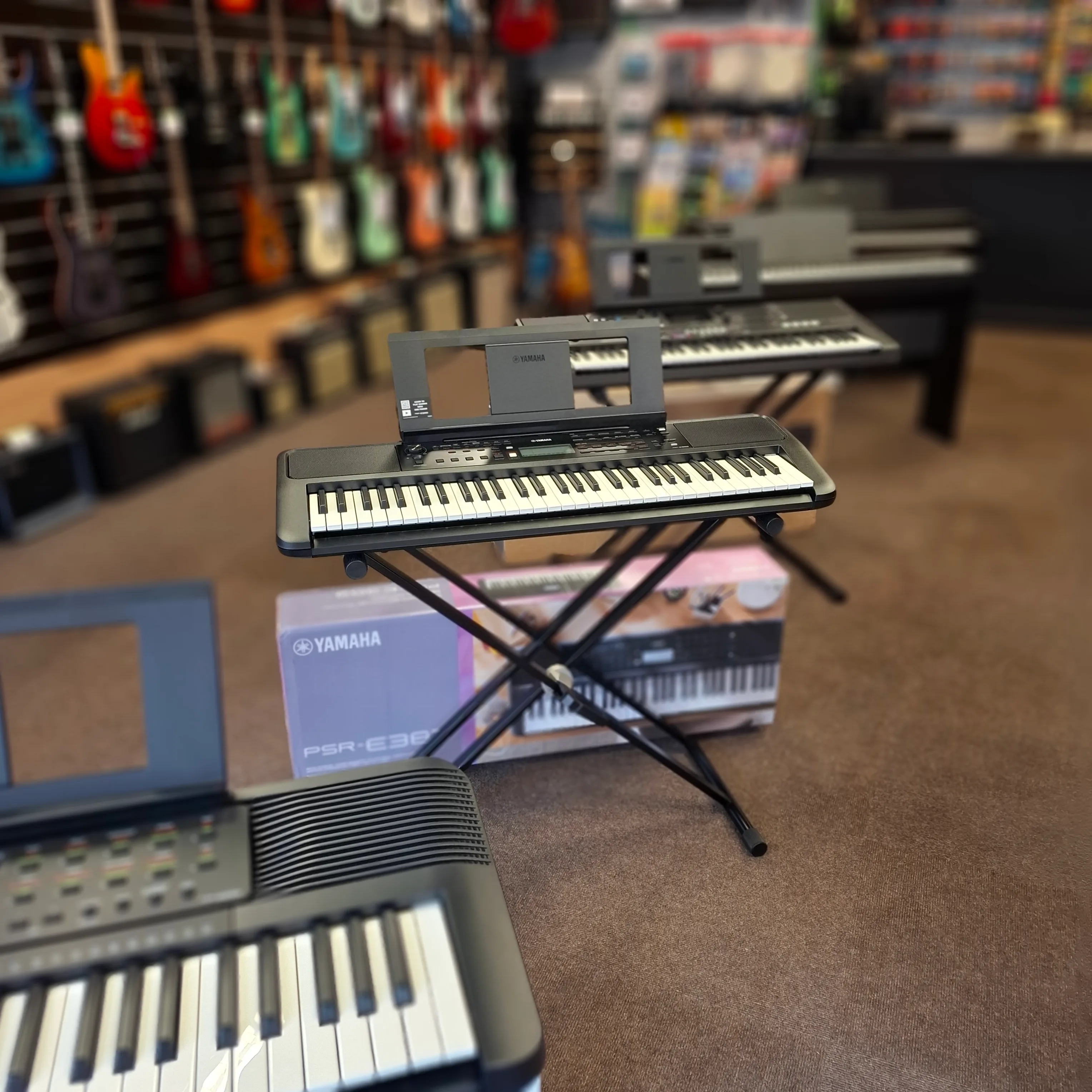 Yamaha keyboards on display in store
